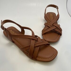 Bella Vita Ilo-Italy Brown Leather Sandals Criss Cross Strap Women's Size 9